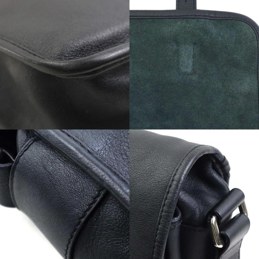 Loewe Black Leather Silver Shoulder Bag Crossbody Anagram Black Silver - Picture 3 of 5